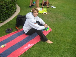 Susan Dawson-Cook before the La Jolla Roughwater Swim 2009